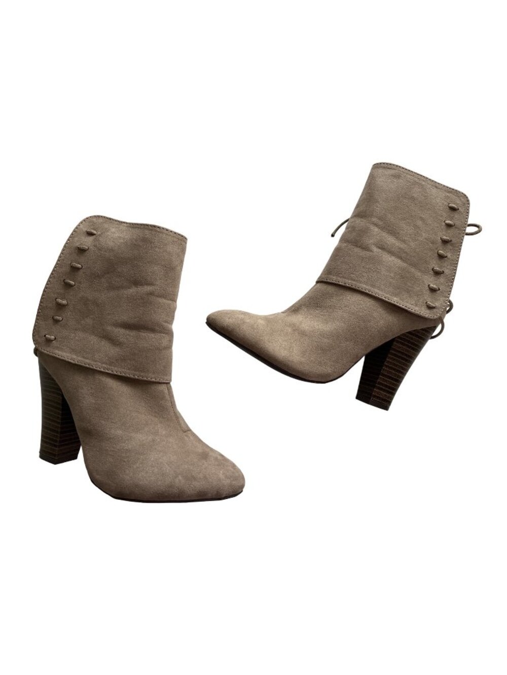 Brown Ankle Boots Up Taupe Venus Laces Y2K Side Zip 4” Block Size 7.5